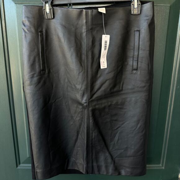 NWT Chico’s Juliet Faux Leather Pencil Skirt Black Size 0 (4) Small Office Chic - Picture 1 of 7